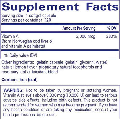 Pure Encapsulations Vitamin A 3,000 mcg (10,000 IU) 120sg