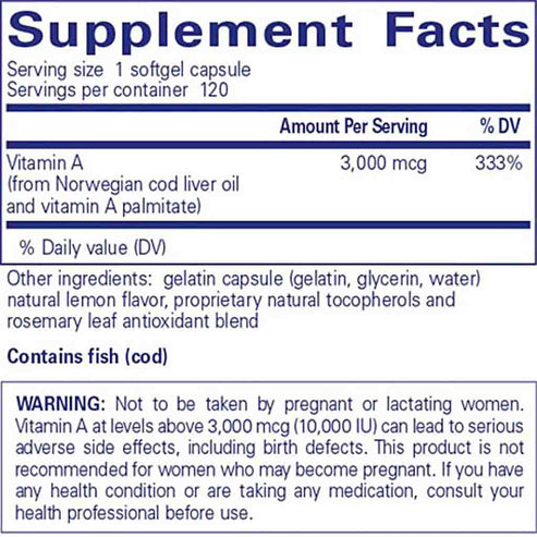 Pure Encapsulations Vitamin A 3,000 mcg (10,000 IU) 120sg