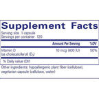 Pure Encapsulations Vitamin D3 10 mcg (400 IU) 120c