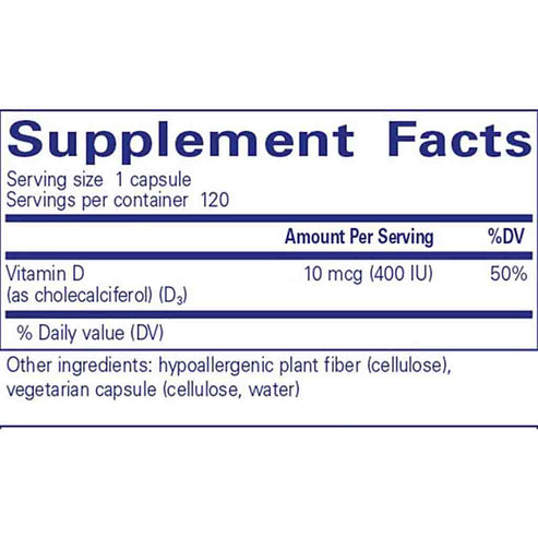 Pure Encapsulations Vitamin D3 10 mcg (400 IU) 120c
