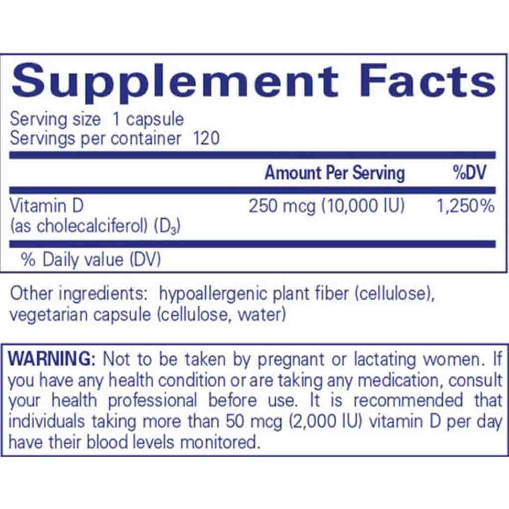 Pure Encapsulations Vitamin D3 250 mcg (10,000 IU) 120c