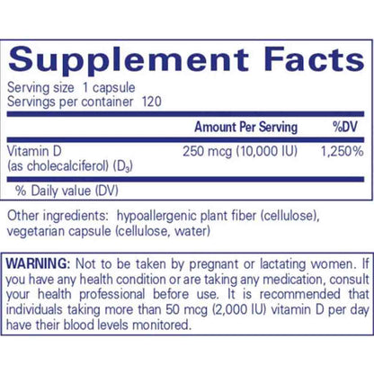 Pure Encapsulations Vitamin D3 250 mcg (10,000 IU) 120c
