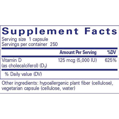 Pure Encapsulations Vitamin D3 125 mcg (5,000 IU) 250c