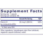 Pure Encapsulations Vitamin D3 25 mcg (1,000 IU) 60c