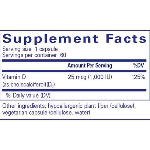 Pure Encapsulations Vitamin D3 25 mcg (1,000 IU) 60c