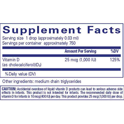 Pure Encapsulations Vitamin D3 liquid 0.75oz