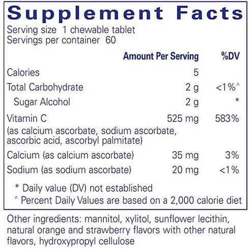 Pure Encapsulations Vitamin C Chewables 60 chewable tablets