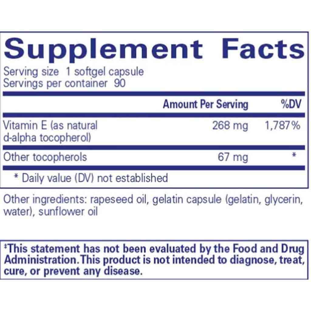 Pure Encapsulations Vitamin E (with mixed tocopherols) 90sg