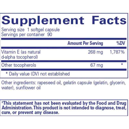 Pure Encapsulations Vitamin E (with mixed tocopherols) 90sg