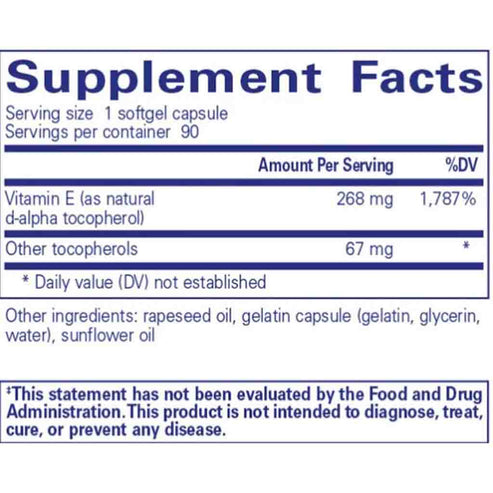 Pure Encapsulations Vitamin E (with mixed tocopherols) 90sg