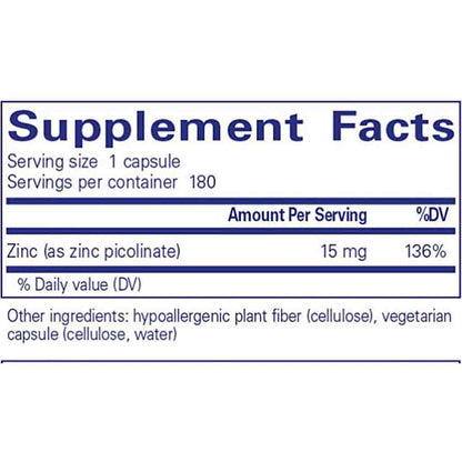 Pure Encapsulations Zinc 15 180c