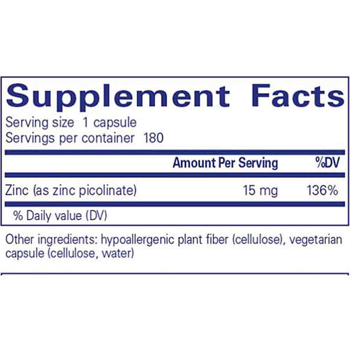 Pure Encapsulations Zinc 15 180c