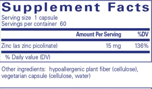 Pure Encapsulations Zinc 15 60c