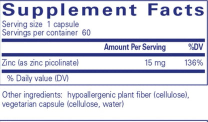 Pure Encapsulations Zinc 15 60c