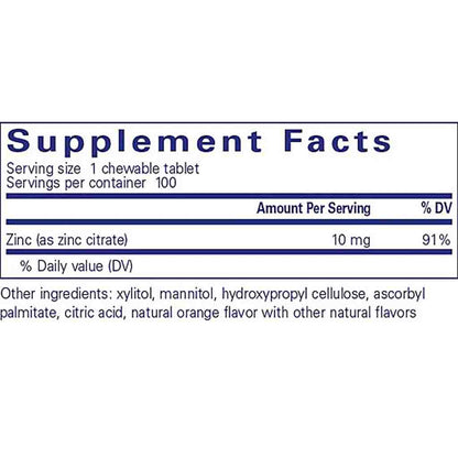 Pure Encapsulations Zinc Chewables 100 chewable tablets