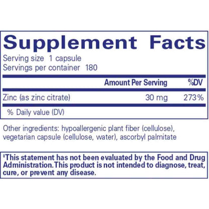 Pure Encapsulations Zinc (citrate) 180c