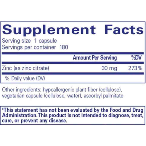 Pure Encapsulations Zinc (citrate) 180c
