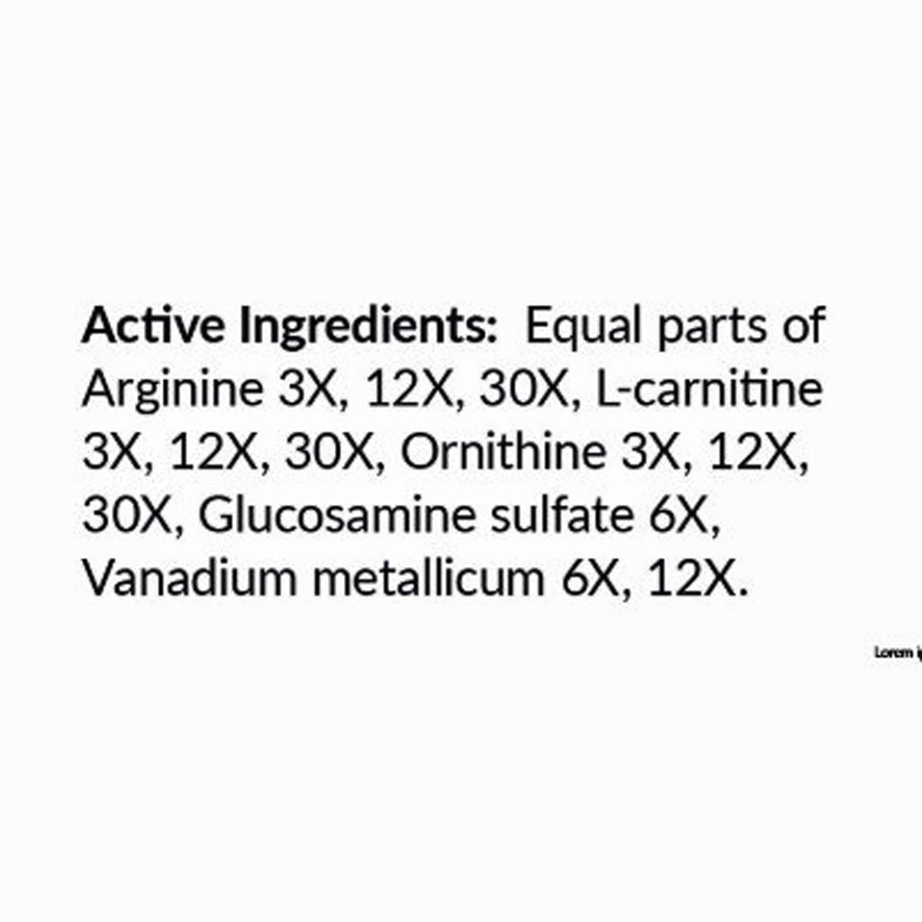 List of active ingredients on a white background
