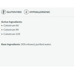 List of active and base ingredients on a white background
