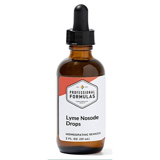 Bottle of Professional Formulas Lyme Nosode Drops on a white background