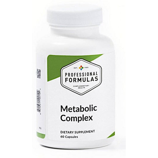 Supplement bottle labeled 'Metabolic Complex' by Professional Formulas on a white background
