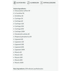 List of active ingredients on a white background