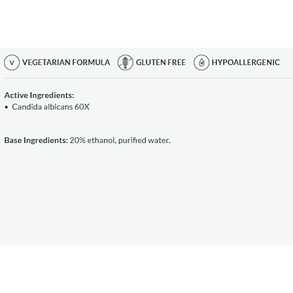 Product label with vegetarian, gluten-free, and hypoallergenic icons, active ingredients list, and base ingredients description.