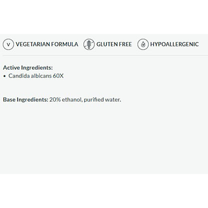 Product label with vegetarian, gluten-free, and hypoallergenic icons, active ingredients list, and base ingredients description.