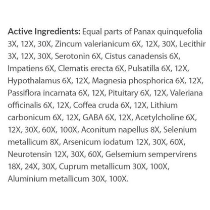 List of active ingredients on a white background