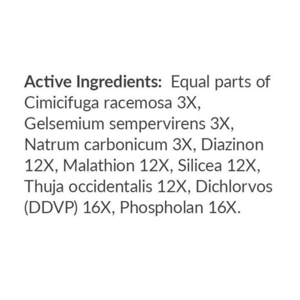 List of active ingredients on a white background