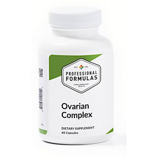 Supplement bottle labeled 'Ovarian Complex' by Professional Formulas on a white background