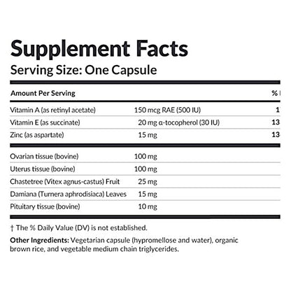 Supplement facts label with detailed nutritional information on a white background