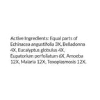 List of active ingredients on a white background