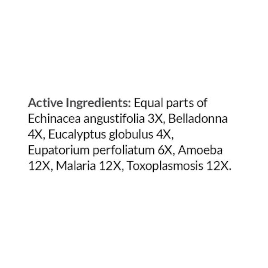 List of active ingredients on a white background