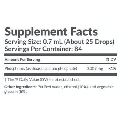 Supplement facts label with serving size, servings per container, and ingredient list on a white background.