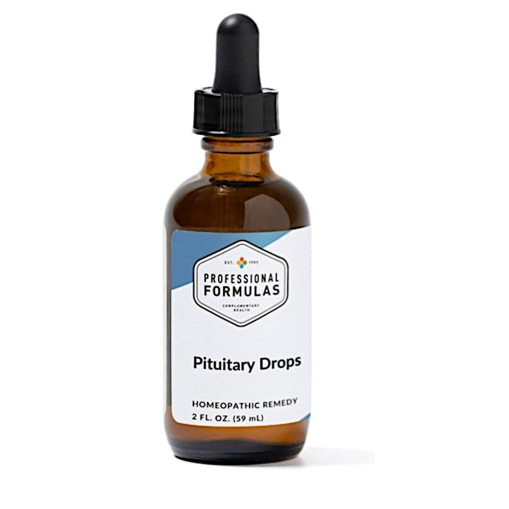 Bottle of Pituitary Drops with a dropper on a white background