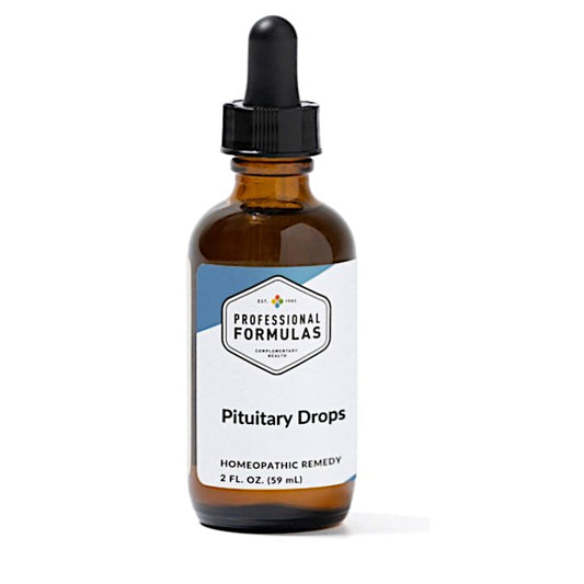 Bottle of Pituitary Drops with a dropper on a white background