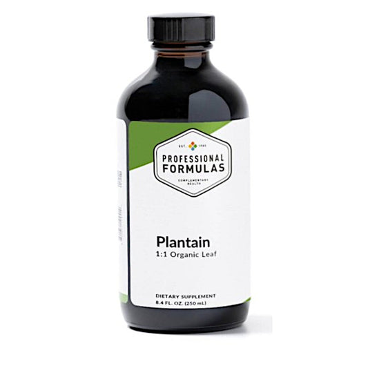 Bottle of Professional Formulas Plantain dietary supplement on a white background