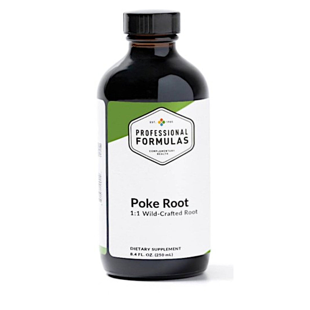 Bottle of Professional Formulas Poke Root supplement on a white background