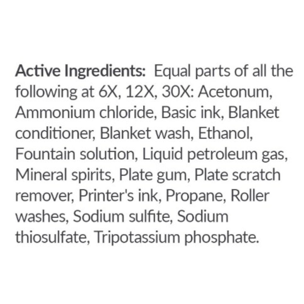 List of active ingredients used at various concentrations on a white background