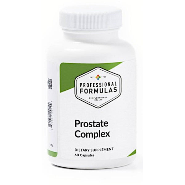 Supplement bottle labeled 'Prostate Complex' by Professional Formulas on a white background