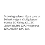 List of active ingredients with their respective potencies on a white background