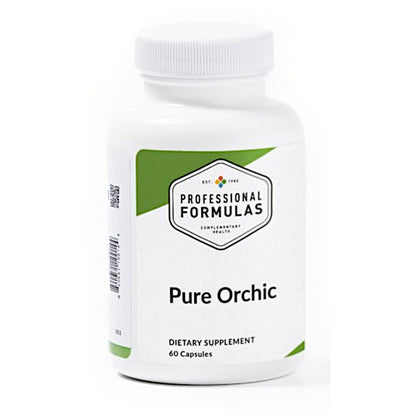 Supplement bottle labeled 'Pure Orchic' by Professional Formulas on a white background