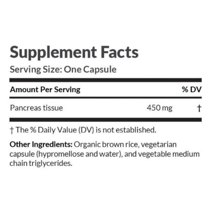 Supplement facts label with serving size and ingredient details on a white background