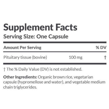 Supplement facts label with serving size and ingredient details on a white background