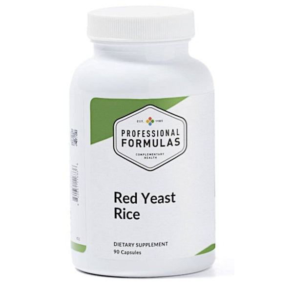 Supplement bottle labeled 'Red Yeast Rice' by Professional Formulas on a white background