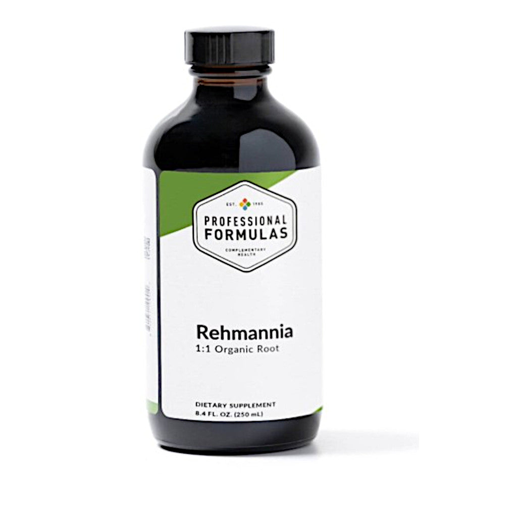 Bottle of Rehmannia supplement with 'Professional Formulas' label on a white background