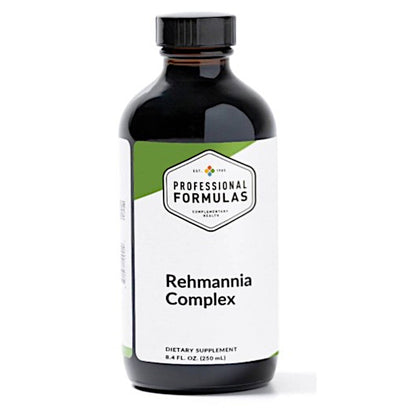 Bottle of Rehmannia Complex dietary supplement with 'Professional Formulas' label on a white background
