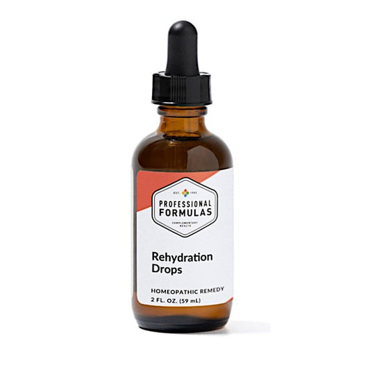 Bottle of Rehydration Drops with a dropper on a white background