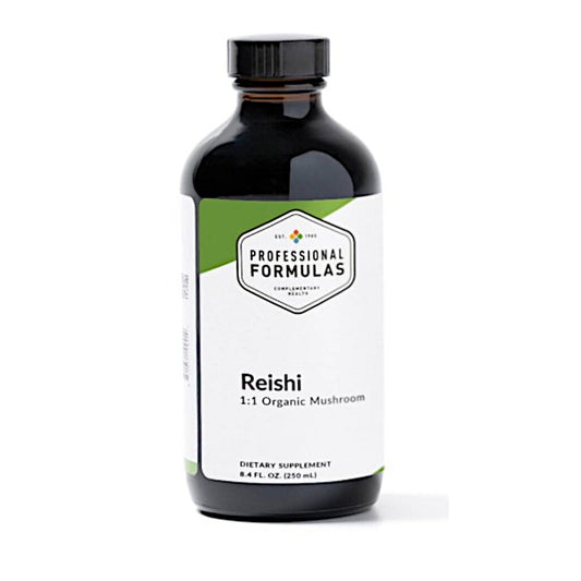 Bottle of Professional Formulas Reishi dietary supplement on a white background